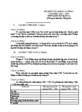 Đề và đáp án kiểm tra chọn học sinh giỏi Lịch sử lớp 9 - Năm học 2014-2015